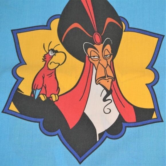 Vintage Disney USA Aladdin Twin Fitted Sheet Blue Genie Lago Abu Jafar Jasmine - Picture 8 of 12